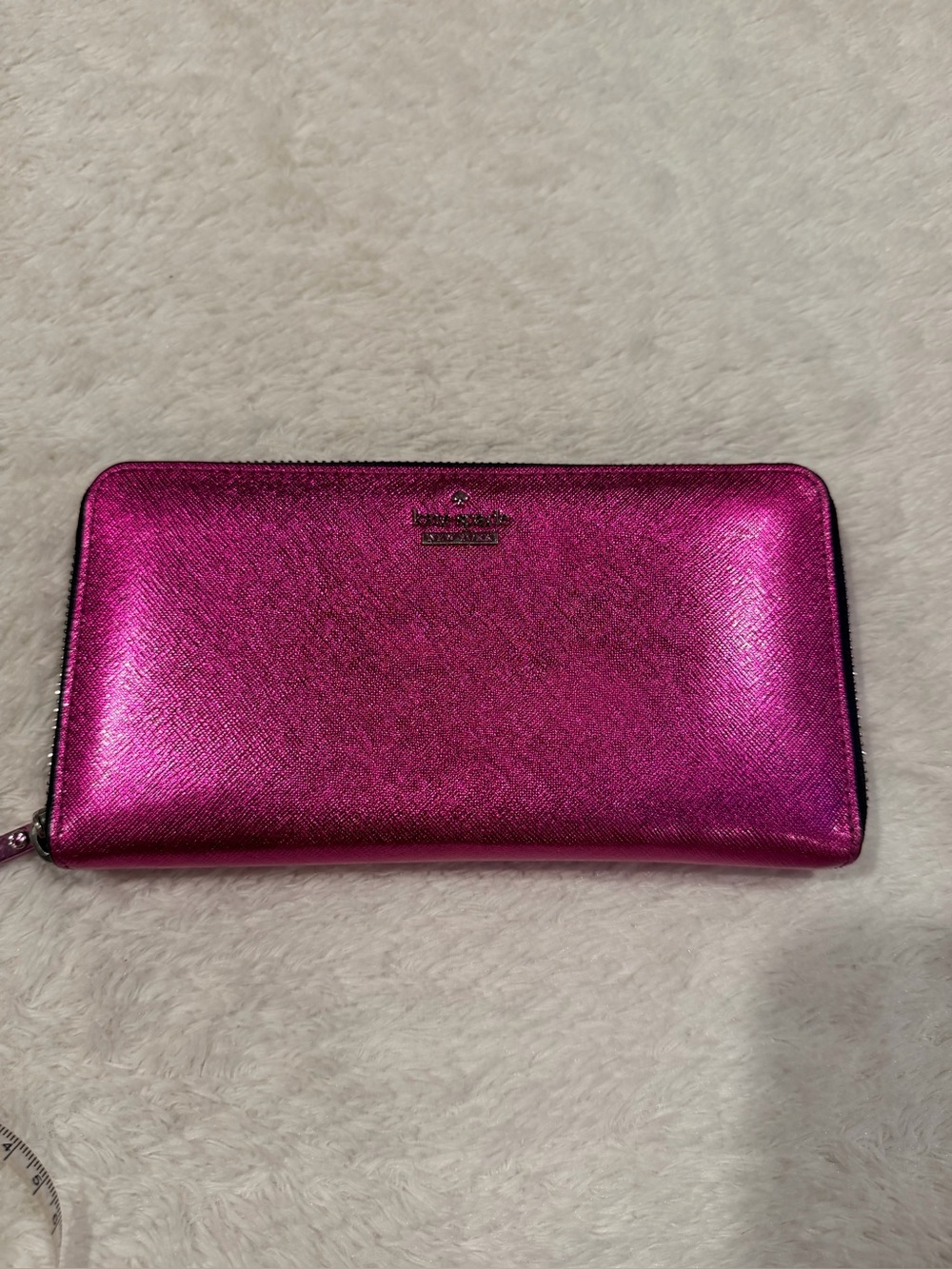 Kate Spade Laurel Way Baja Rose leather continental zip wallet